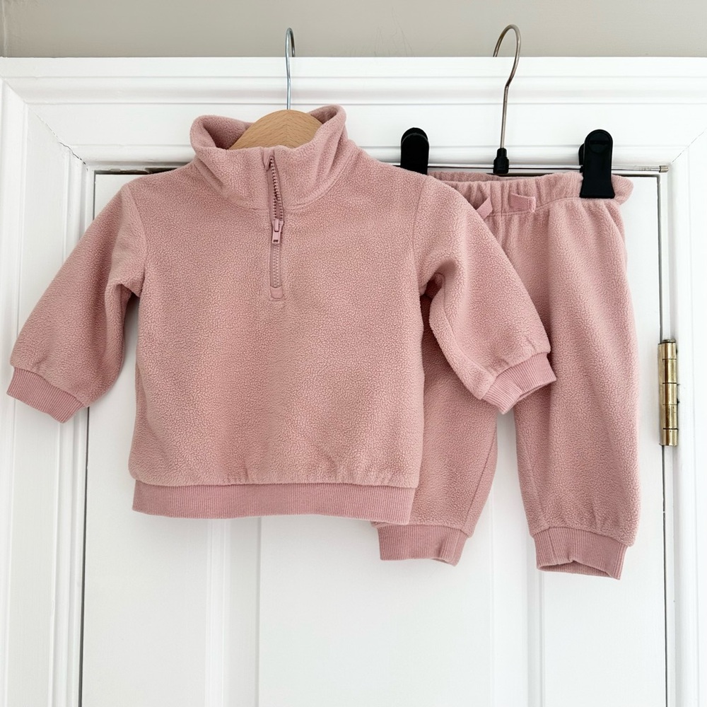 Baby Pink Fleece Jogger Set - Picture 1 of 5